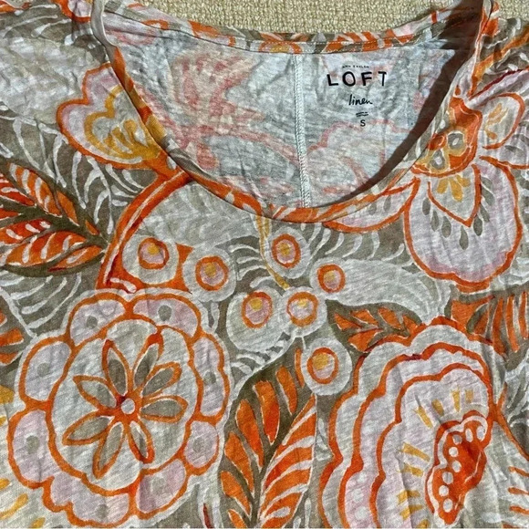 LOFT Ann Taylor Linen Tropical Print Top Women’s Small - Picture 3 of 3
